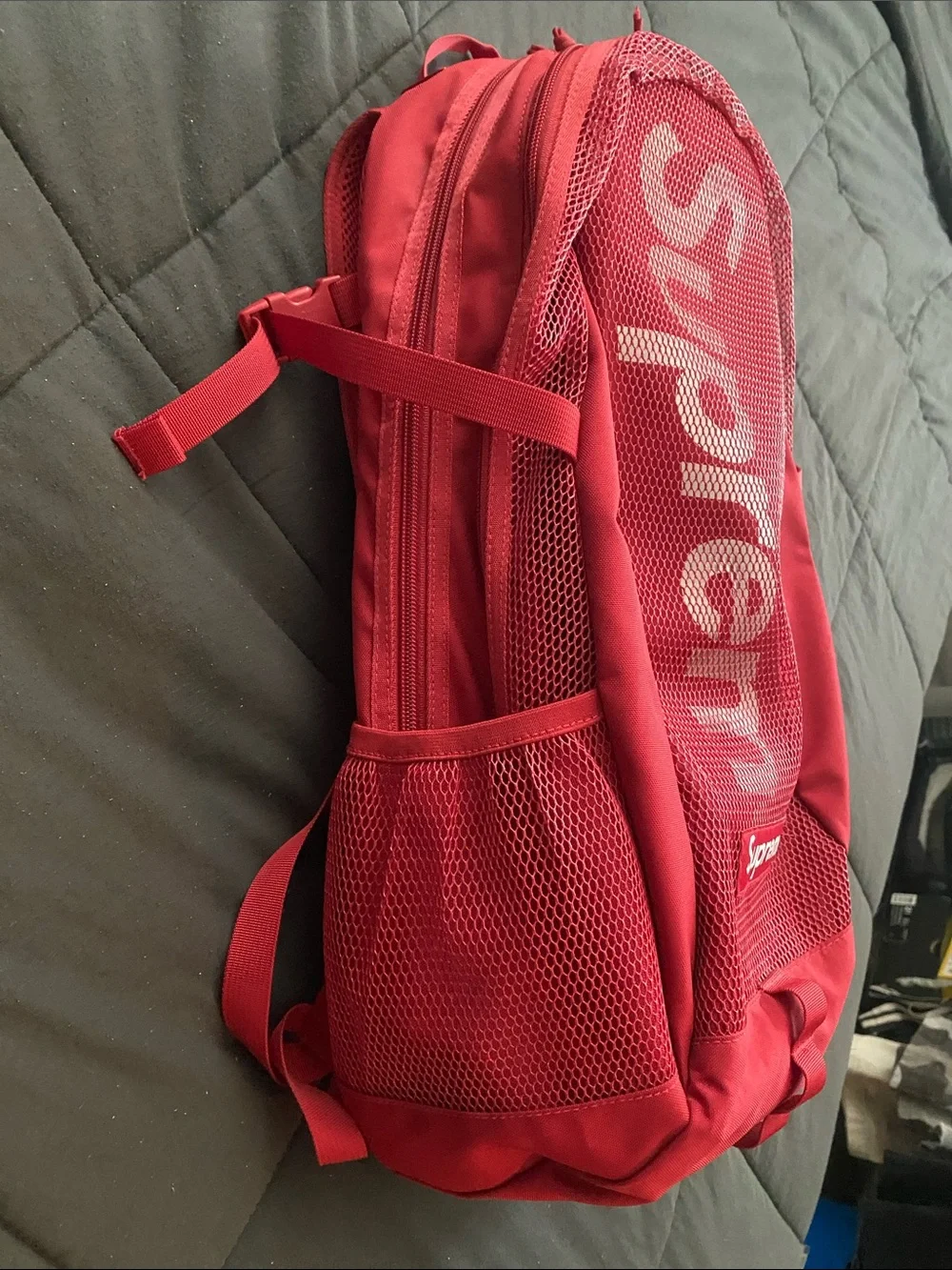 Supreme Red Mesh Logo Backpack